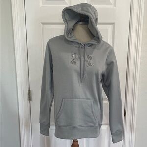 Under Armour Storm Gray Pullover Hoodie studded kangaroo pocket cold gear M nwts